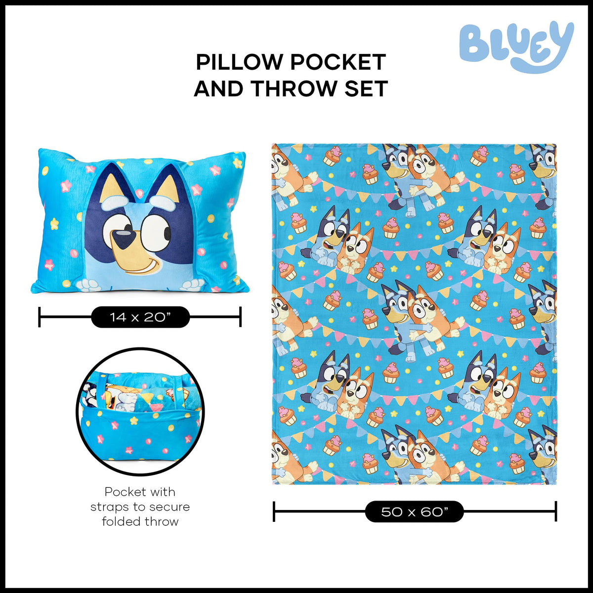 Northwest Bluey Party Pups cozy set brightens a kid's room for cuddles.