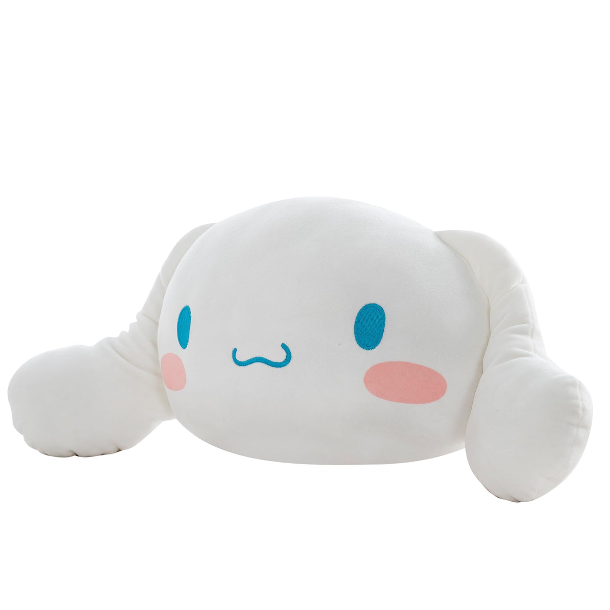 Embroidered Cinnamoroll eyes add friendly charm to the pillow