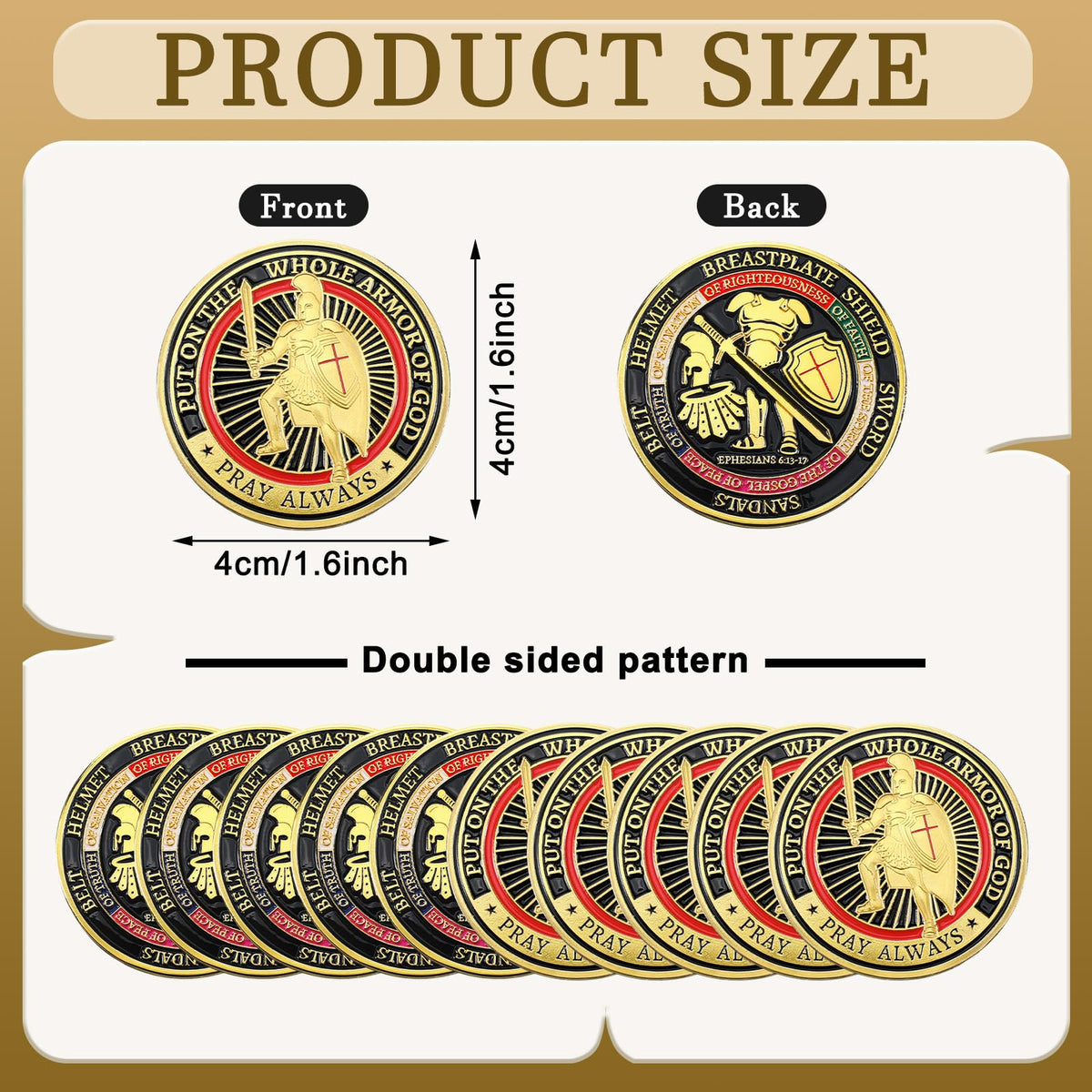 Nosiny Armor of God coin back showing dual imagery for devotion