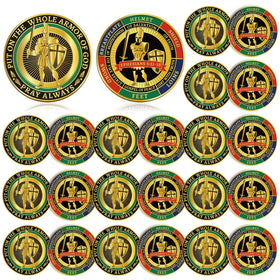 Nosiny Armor of God coin front view with detailed faith symbols for reflection