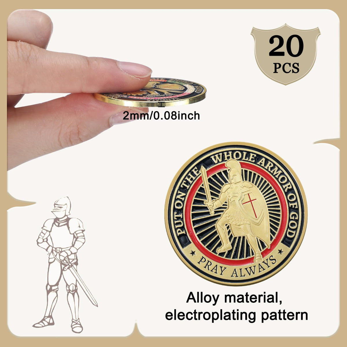 Nosiny Armor of God coin packaging with 20-piece set