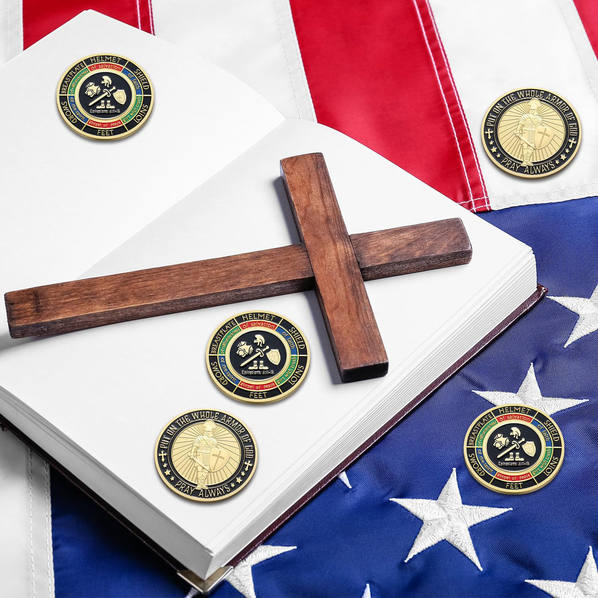 Nosiny Armor of God coins sturdy, ready for display or sharing.