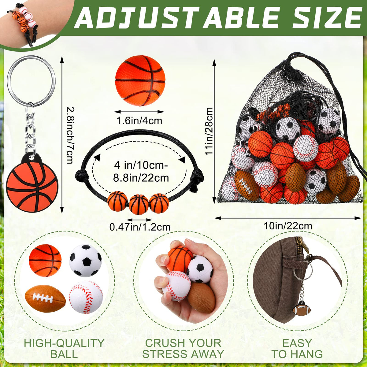 Nosiny sportball charm bracelet pieces with wax thread and acrylic beads