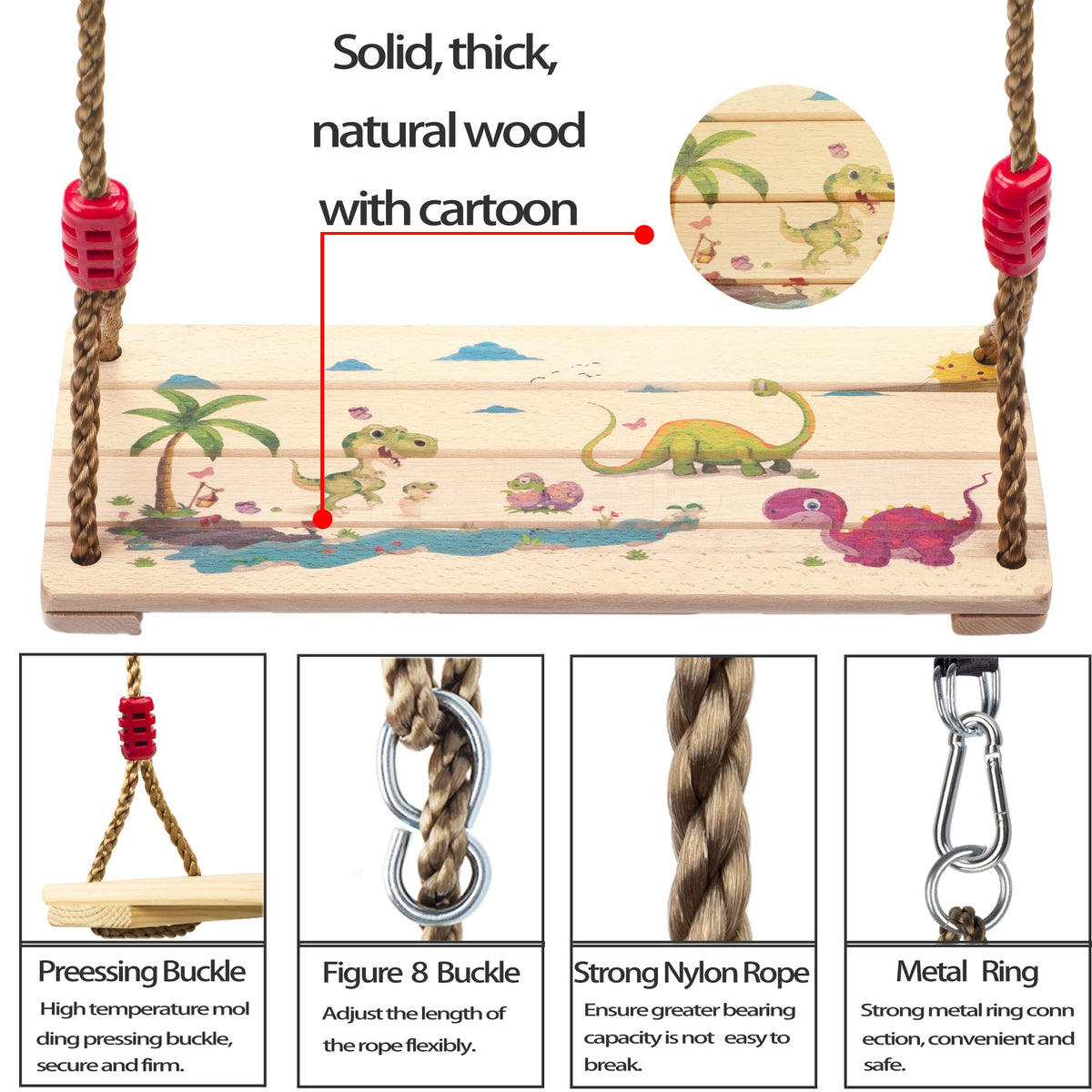 NOSTIFY outdoor swing for kids, height adjustable to fit growing children
