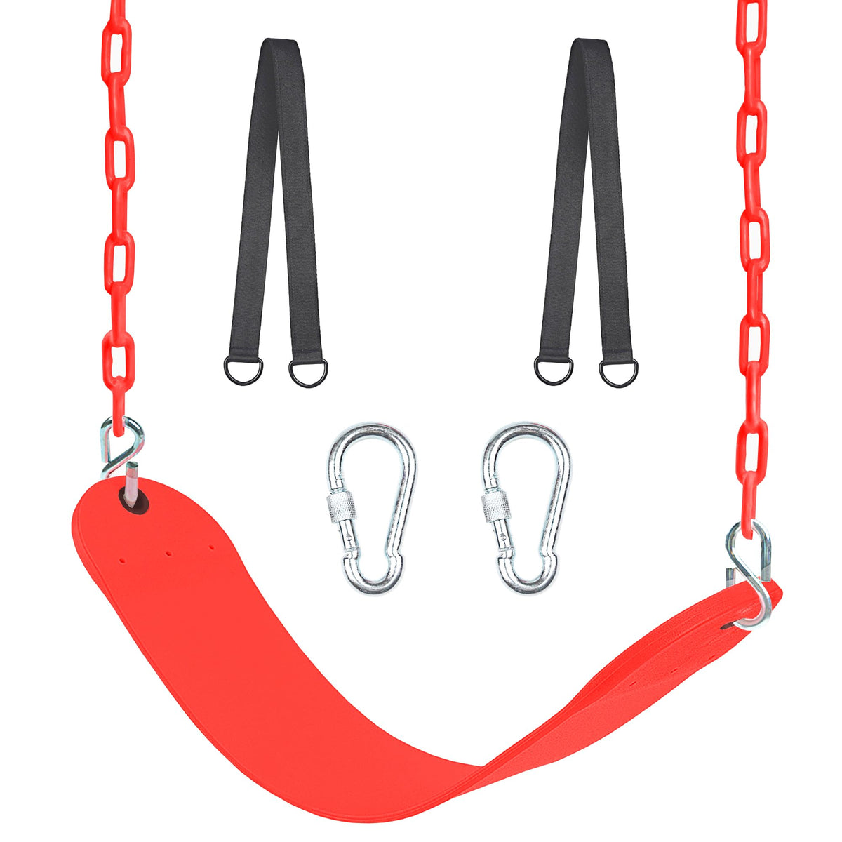 NOSTIFY swing seat with 66-inch chain in red offers comfortable outdoor fun.