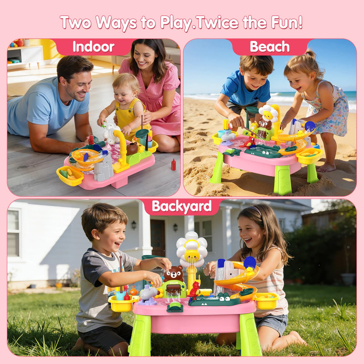 Noufwa 4-in-1 water table with vegetables and fishing tools supporting imaginative play