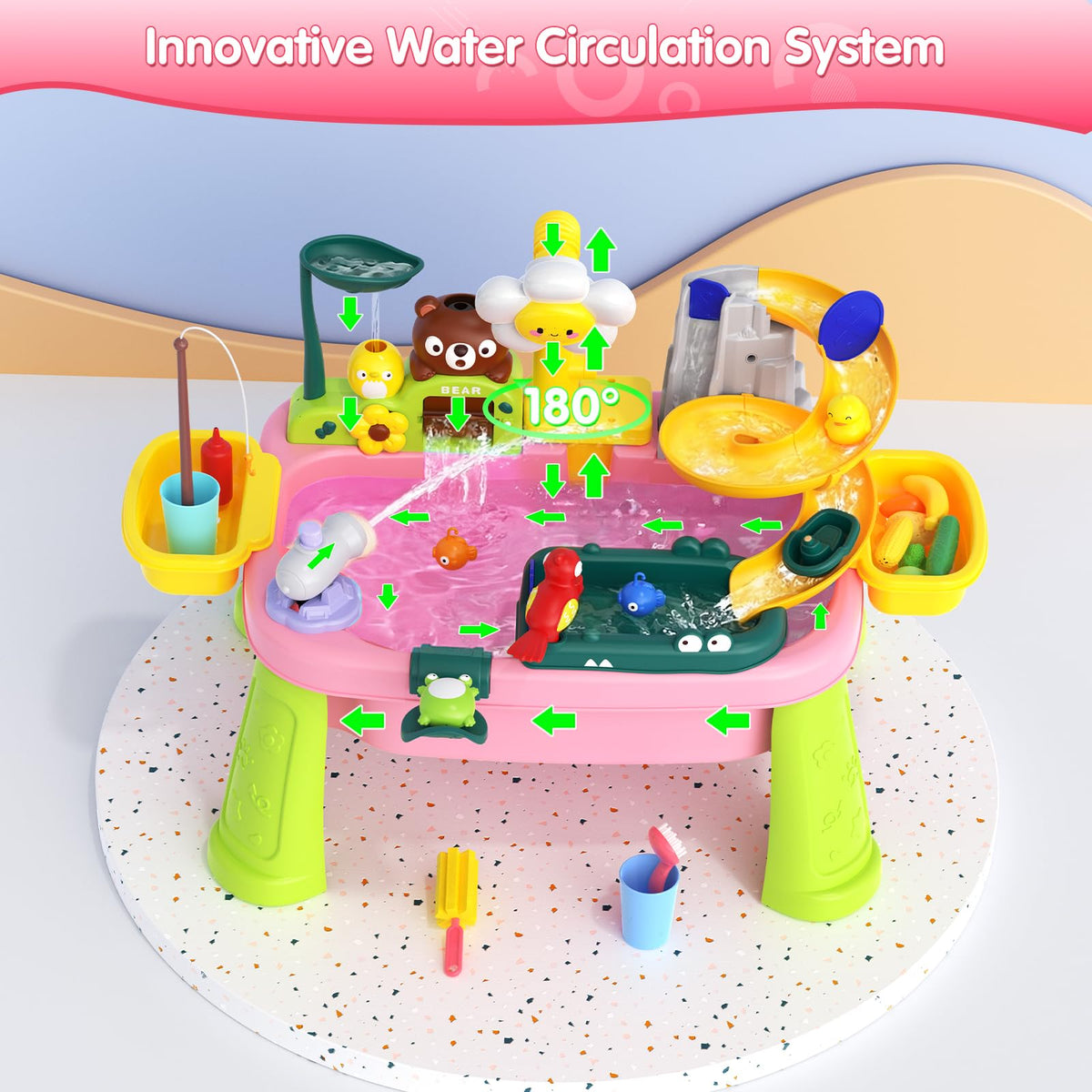 Noufwa pink sink playset ideal for beaches, parks, and backyards during summer play