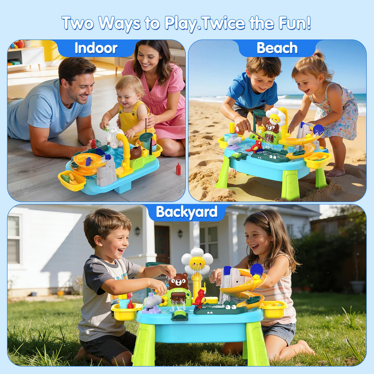 Noufwa water table 4-in-1 play with fish tools and utensils.