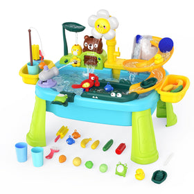 Noufwa water table blue outdoor kitchen setup for imaginative play and sensory learning.