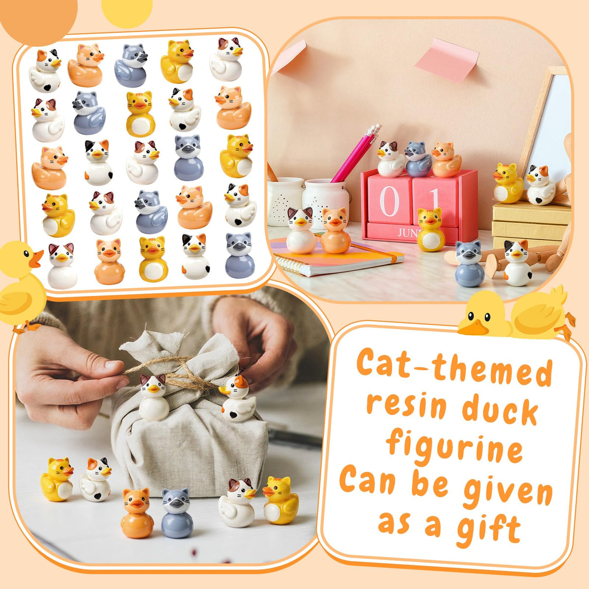 Novabright resin cat duck figurine helps create playful micro landscapes and displays