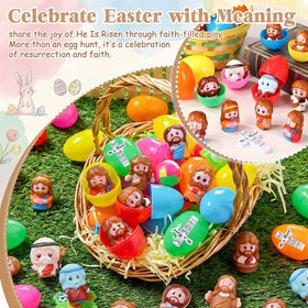 Novabright Easter party favors set with Jesus figures and eggs