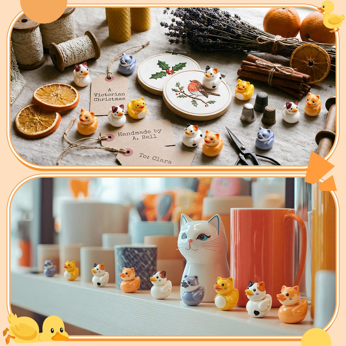 Novabright small cat duck statue for desk buddies and stress-free decor