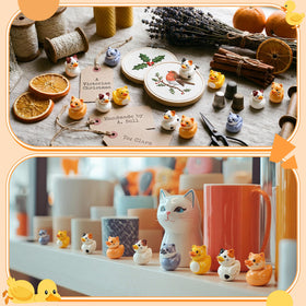 Novabright small cat duck statue for desk buddies and stress-free decor