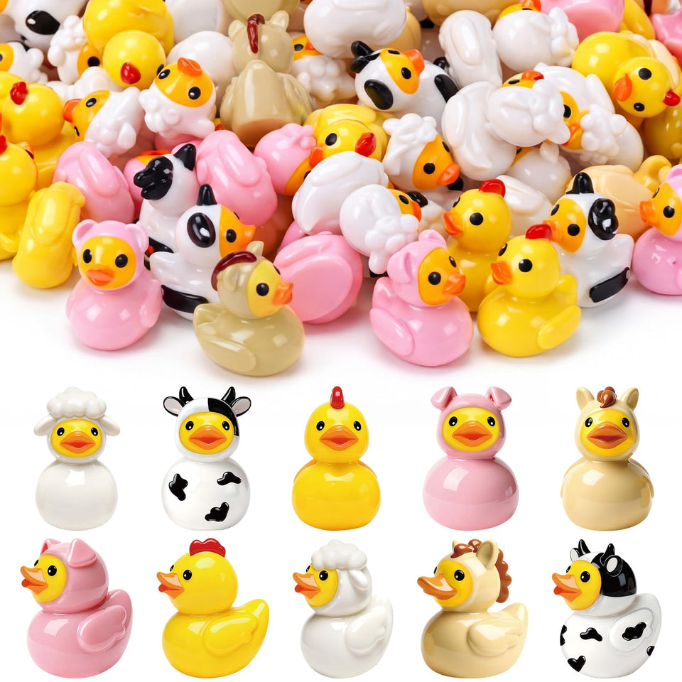 Novabright mini resin duck cow figurine for cake toppers and playful display.
