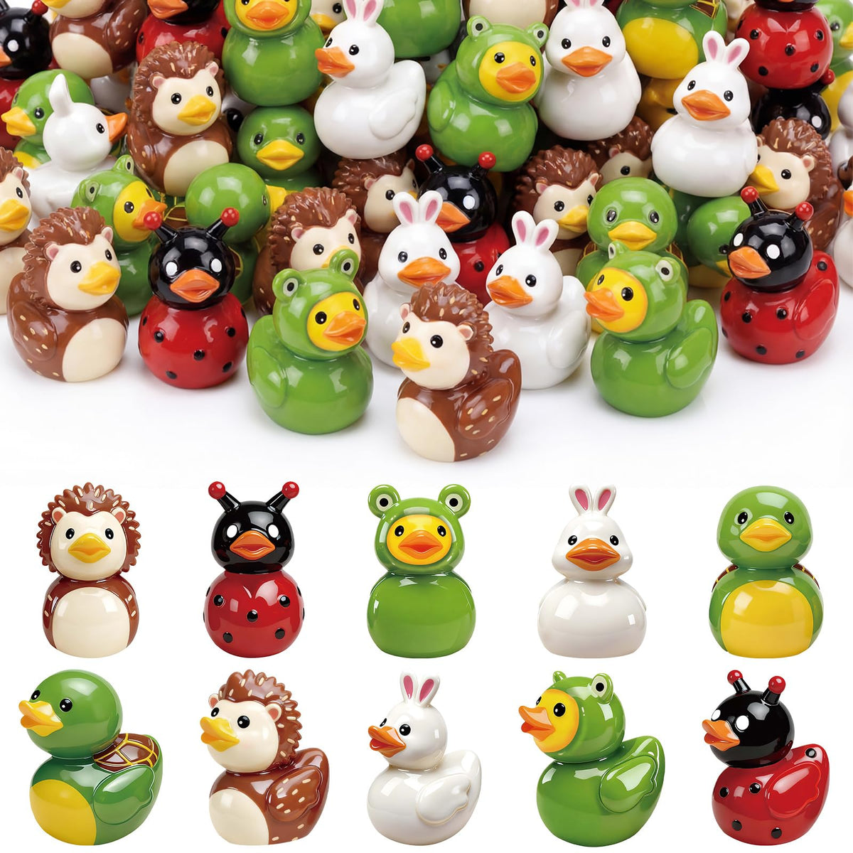 Novabright mini resin ducks collection shown for cake toppers and crafts