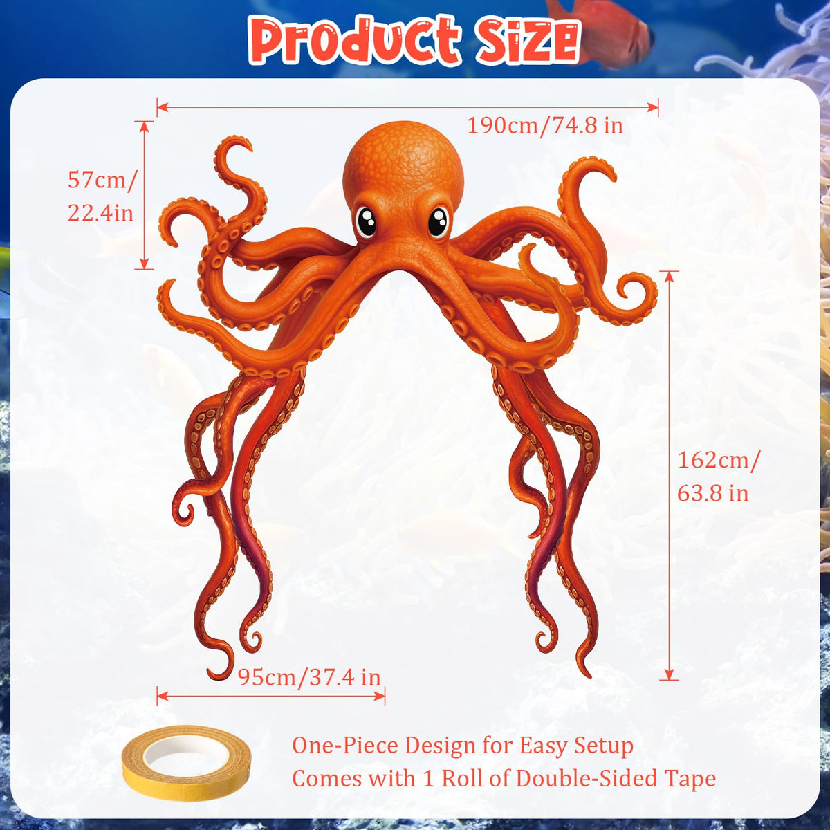 Novabright Octopus door banner left side panel adds immersive sea scenery to any doorway.