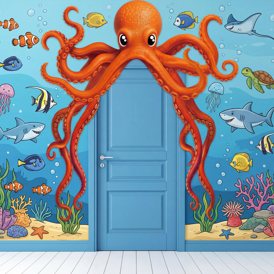 Novabright Octopus door banner top banner creates a dramatic ocean entrance for events.