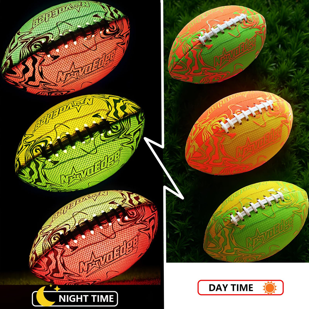 NovaEdge glow football durable inflatable construction for rugged backyard games