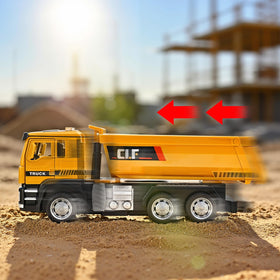 NOVAFUSION dump truck toy suitable for indoor and outdoor construction play.