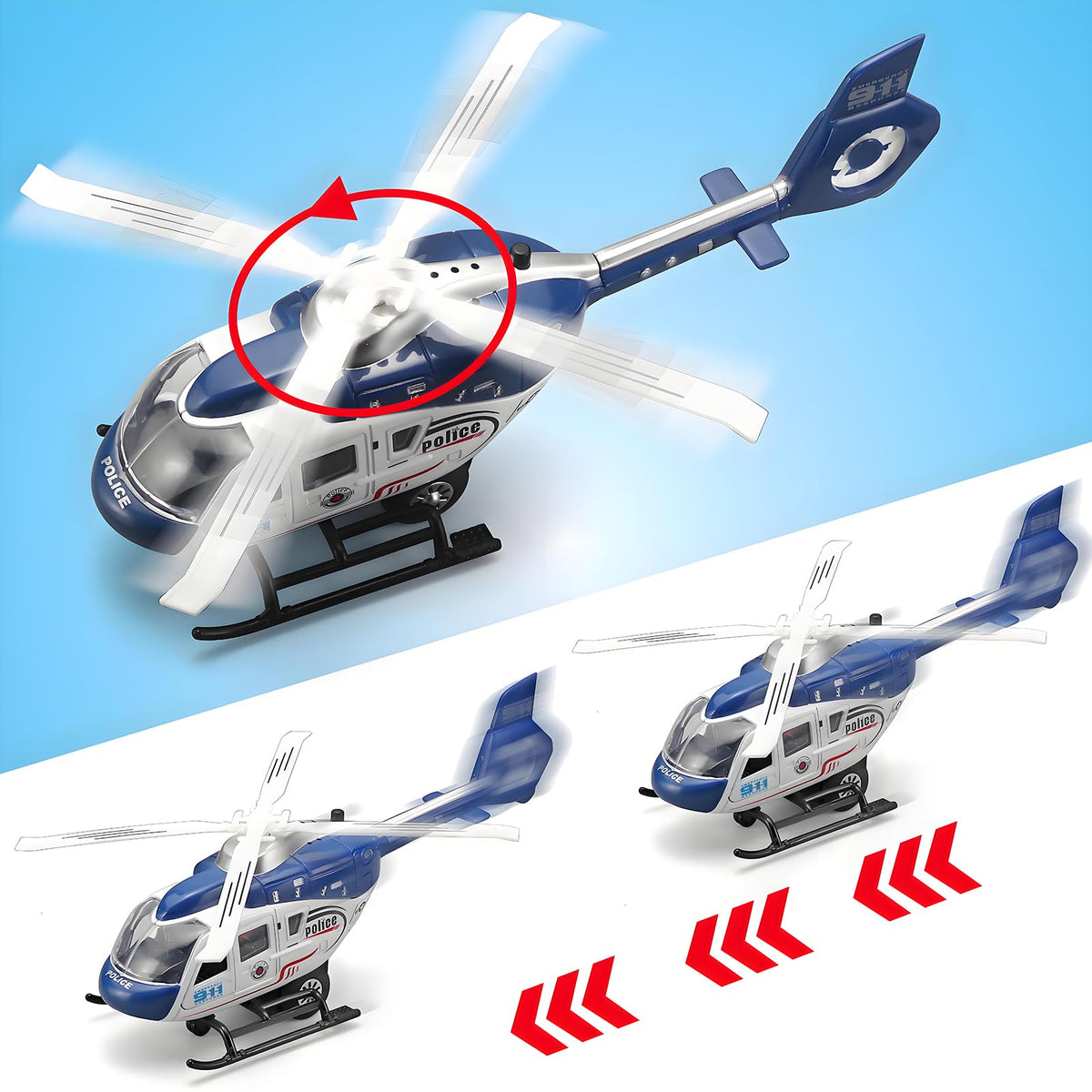 NOVAFUSION Kids Helicopter Blue rotating propeller mimics real aviation dynamics.