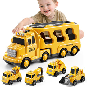 Novaluki 5-in-1 transport truck with lights promotes imaginative play and early engineering exploration.