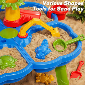 Novaluki table with water wheels for engaging water flow play