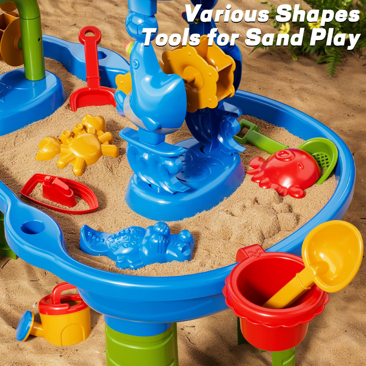 Novaluki sand-water-table assembly without tools enables quick setup for backyard fun.