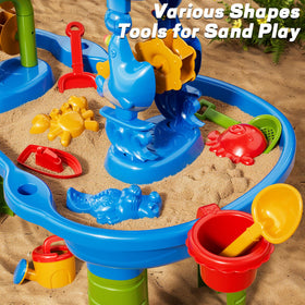 Novaluki sand-water-table assembly without tools enables quick setup for backyard fun.
