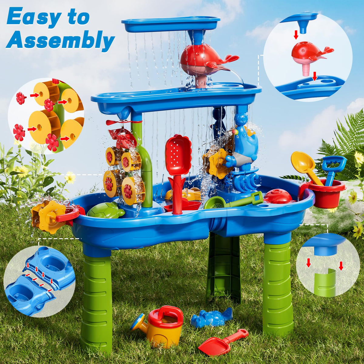 Novaluki sand-water-table backyard summer activity ideal for sunny outdoor time.