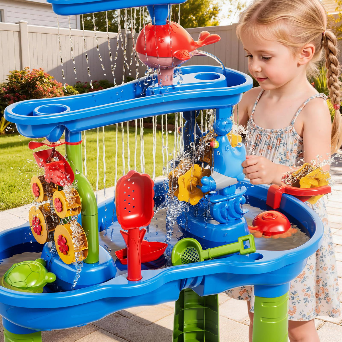 Novaluki sand-water-table supports multi-child play and cooperative exploration.