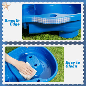 Novaluki sand-water-table with smooth edges and safe materials for toddlers.