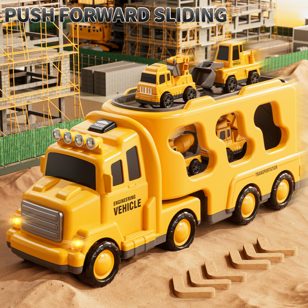 Novaluki sound-and-light construction vehicles engage kids with interactive features.