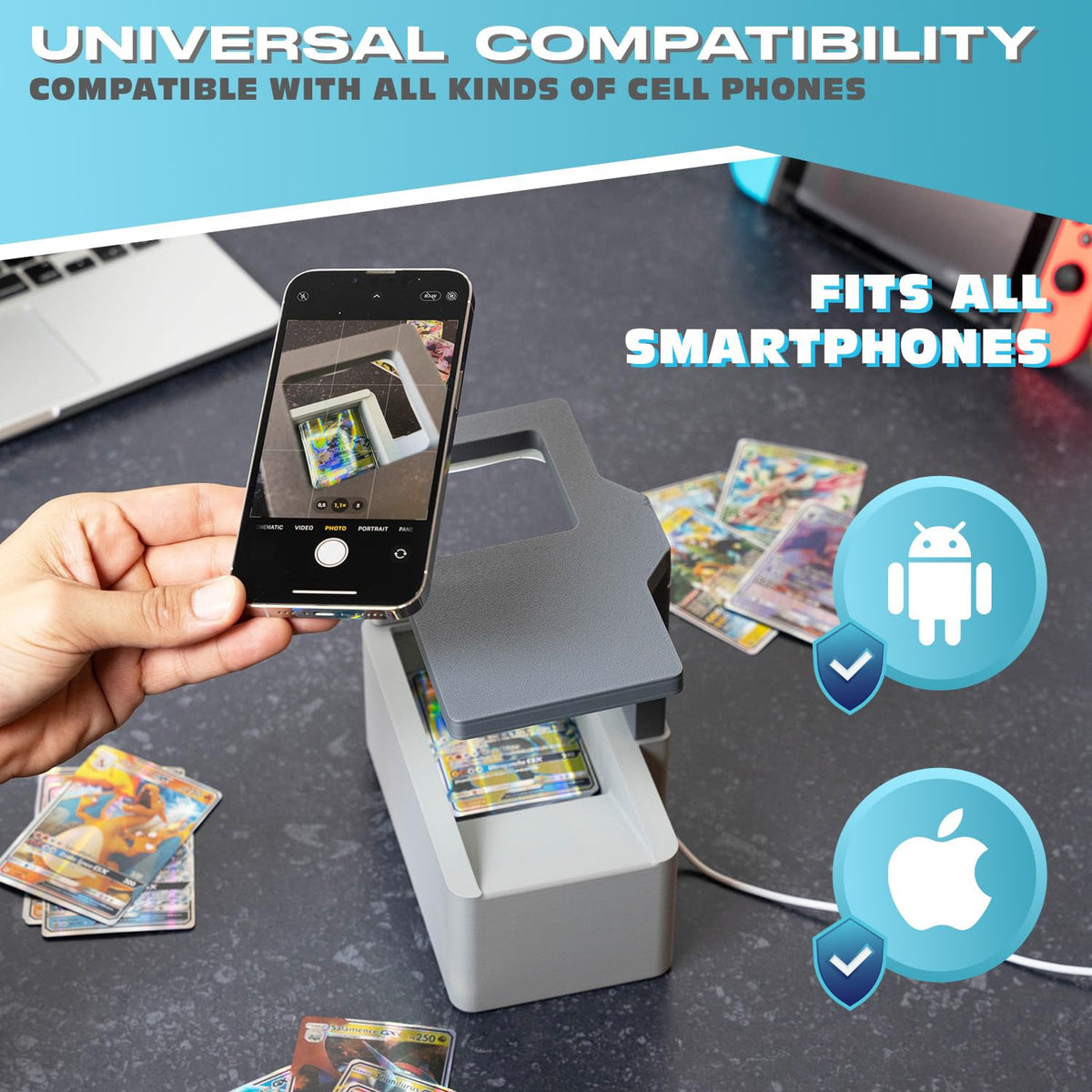 NOVATRA Trading Card Scanner Pro setup-ready for on-the-go collectors and sellers.