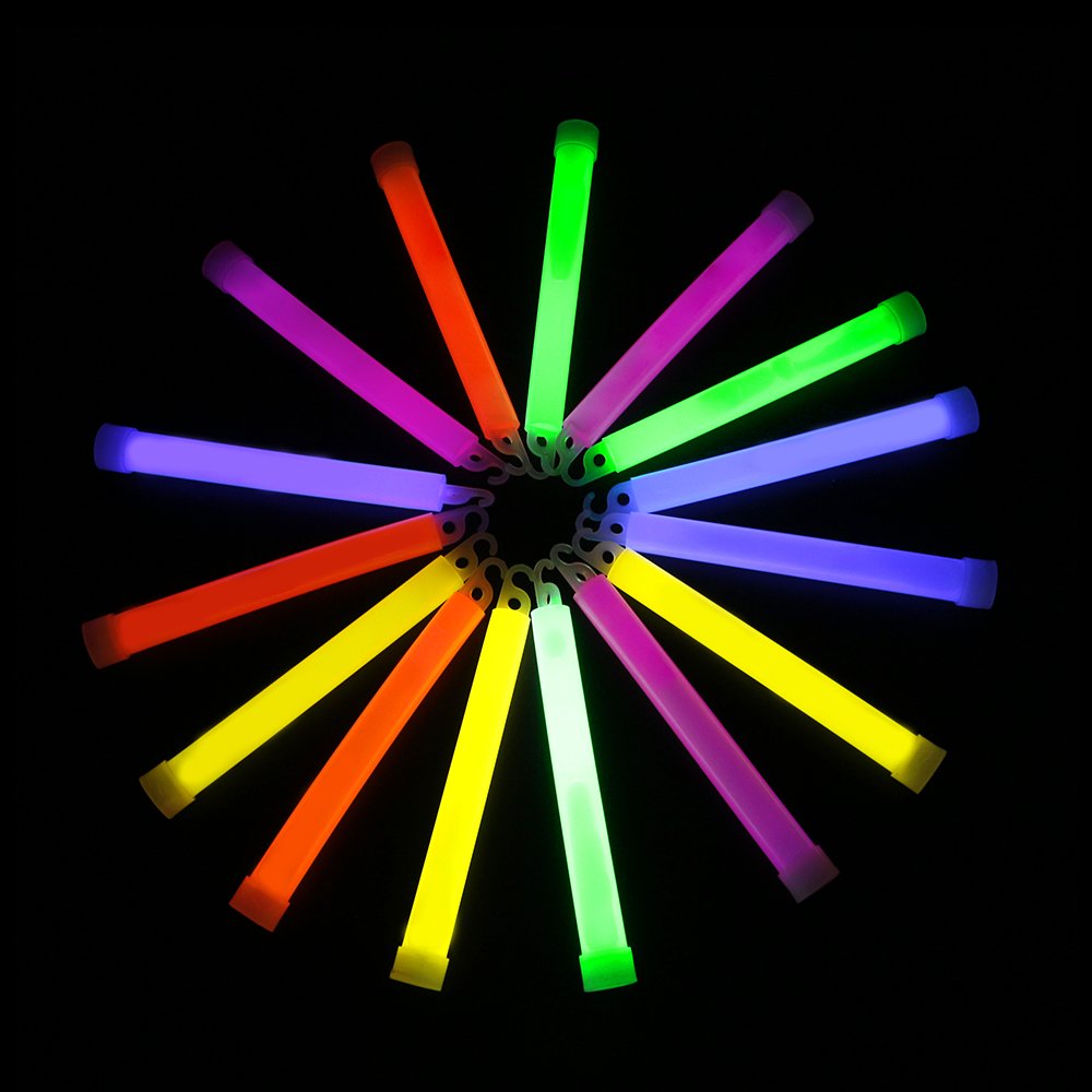 Novelinks glow sticks worn as necklaces at a lively party.