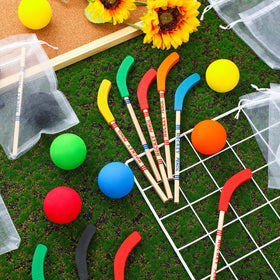 Organza bags in multicolor ready for sport-themed party favors.