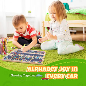 NOWRICH magnetic alphabet maze board closeup letters shows colorful pieces that support letter recognition.