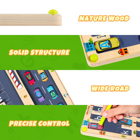 NOWRICH magnetic alphabet maze board wooden material emphasizes a durable, kid-friendly design.