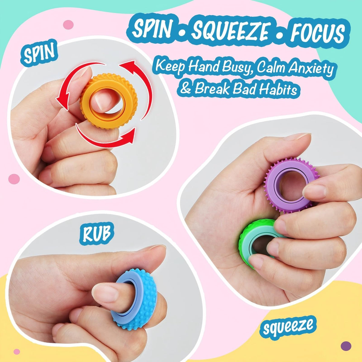 NPPN fidget rings squeeze and rub to redirect nervous energy.