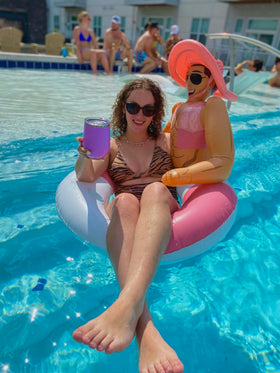 NPW Hunky Chad pool ring inflates quickly for instant fun.