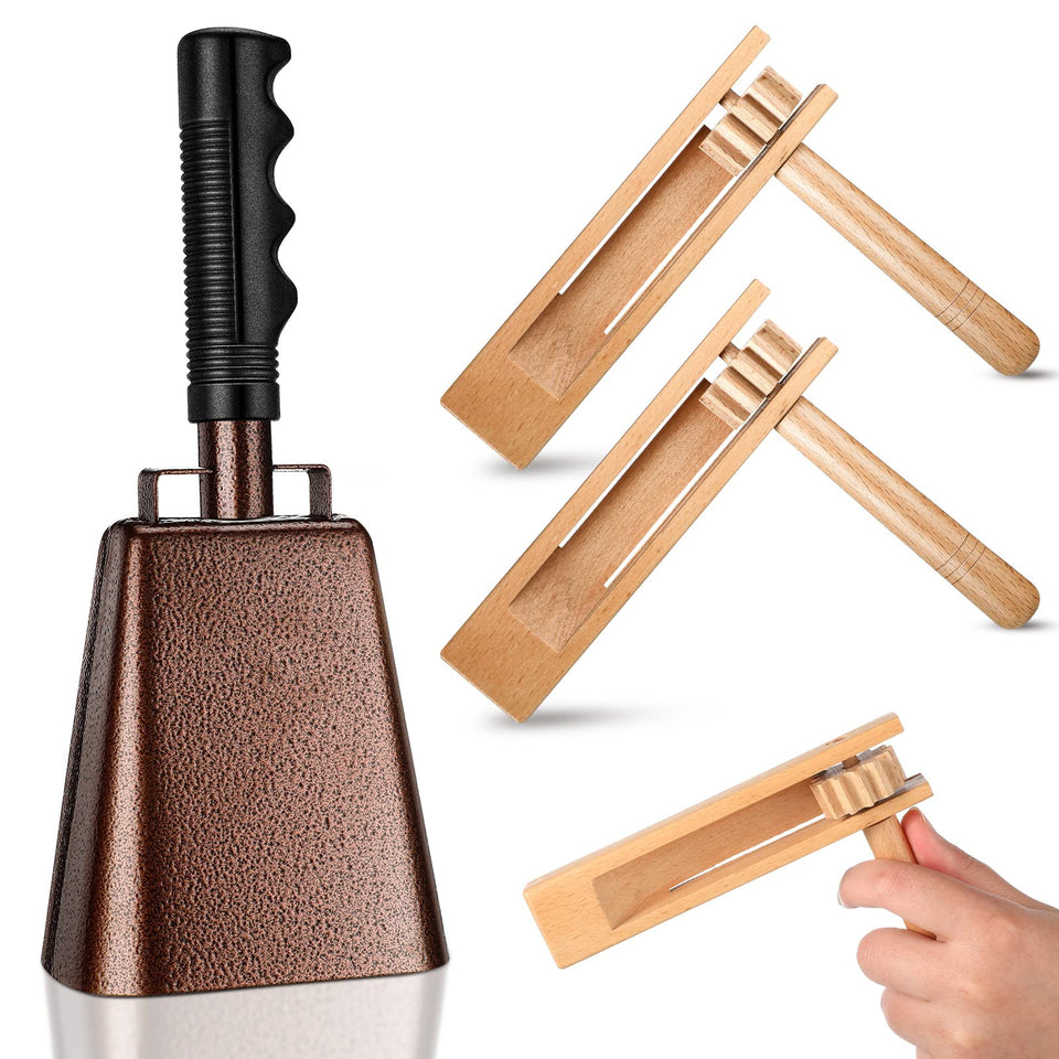 Nuanchu 10-inch steel cowbell with handle for loud stadium cheers.
