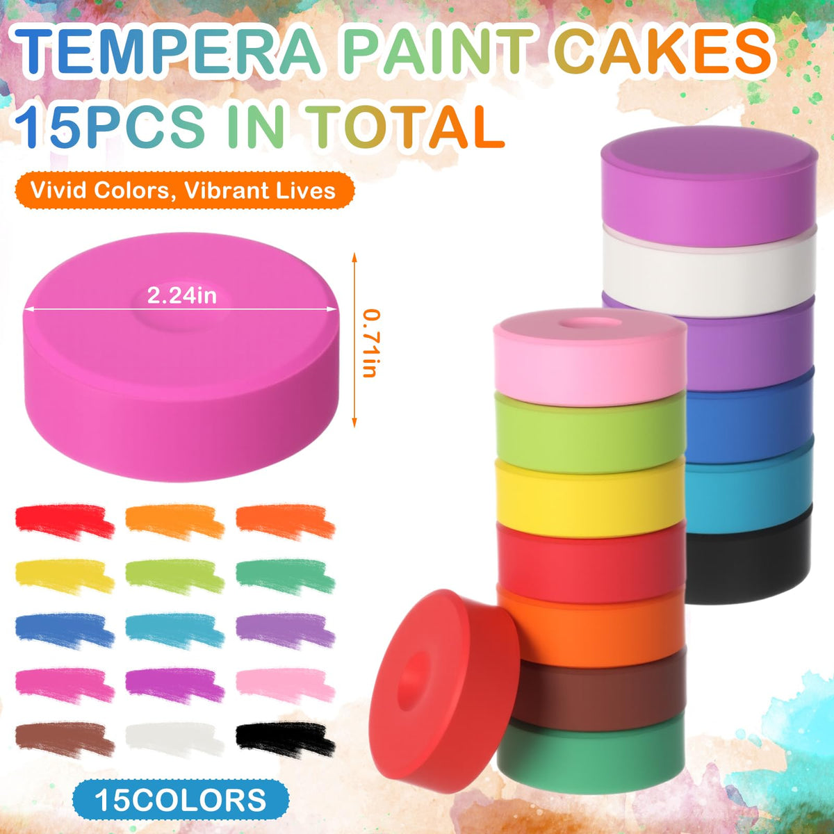 Nuanchu tempera paint cakes 2.24-inch diameter — generous size for bold brushwork