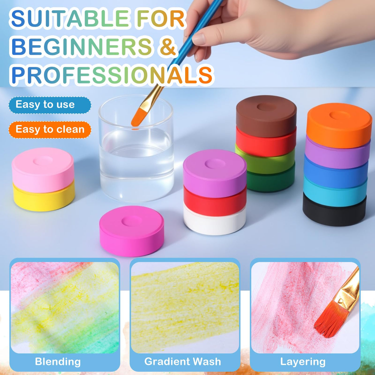 Nuanchu tempera paint cakes wet-brush activation — easy start for all skill levels