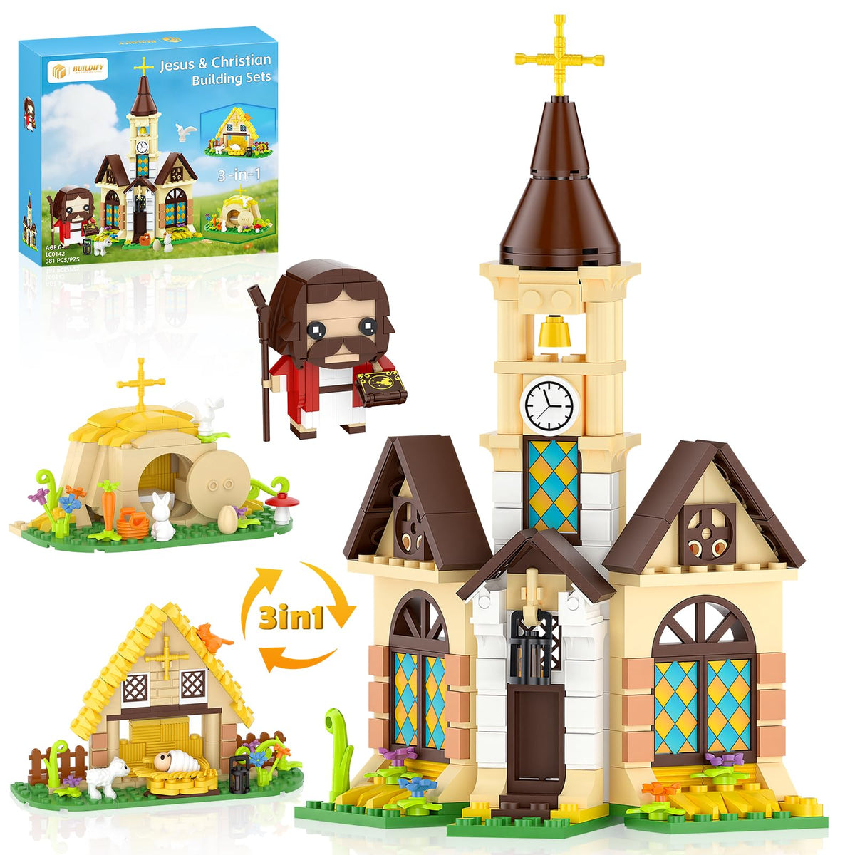 Nubee Nativity 3-in-1 blocks set supports storytelling and decorative display.