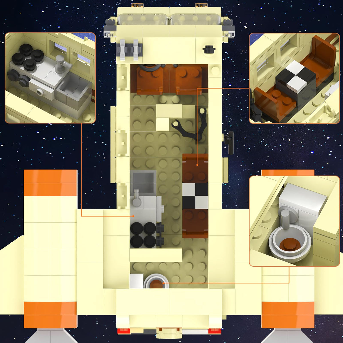 Nubee Spaceballs Eagle 5 interior view shows Barfoots room for miniatures.