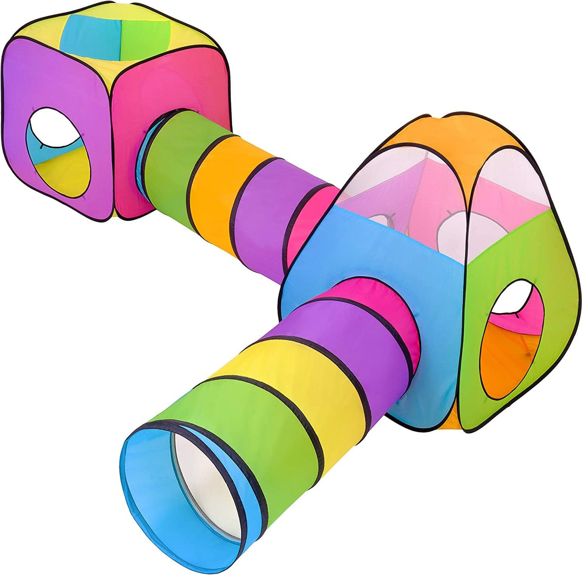 NUBUNI 4pc pop-up play tent set in bright colors for indoor and outdoor play.