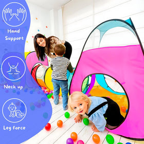 NUBUNI colorfully designed tents creating an imaginative indoor playhouse.