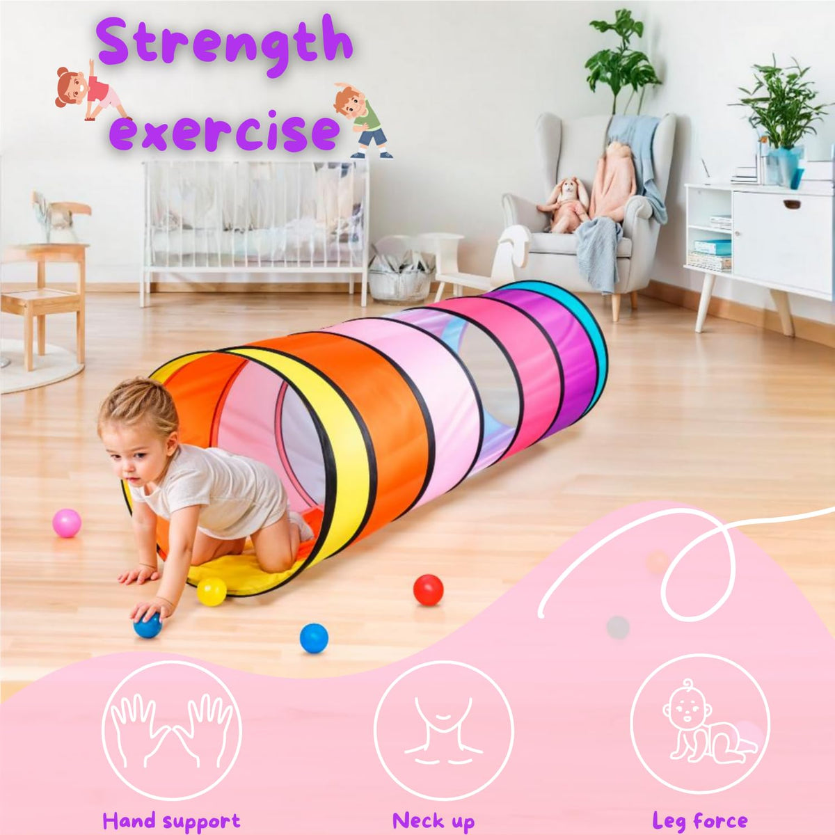 NUBUNI Pop-up Tunnel collapsible for easy storage after play