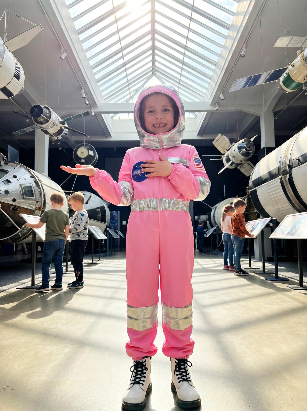 Nuehoryu pink jumpsuit features silver details for standout space look