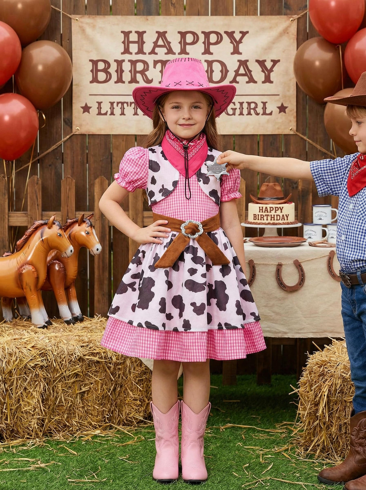 Nuehoryu pink cowgirl hat with cute finish for events.