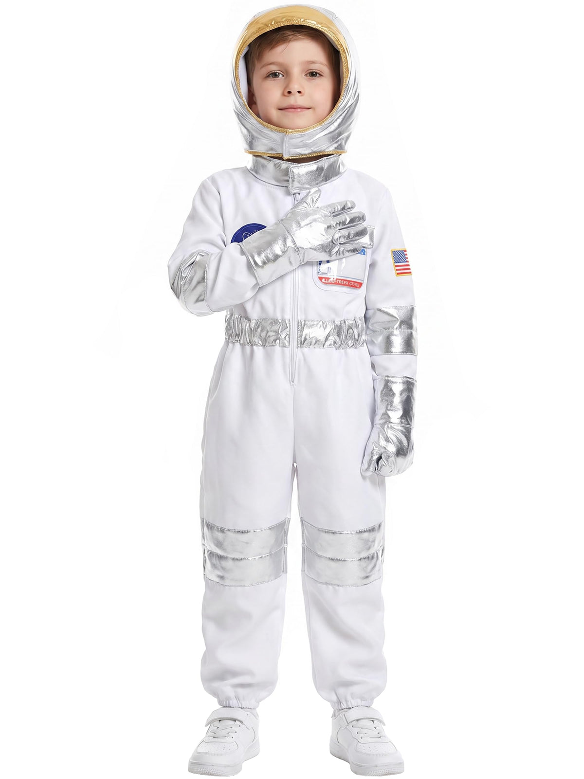 Nuehoryu Kids Astronaut Costume jumpsuit shown for quick, comfortable changes during play